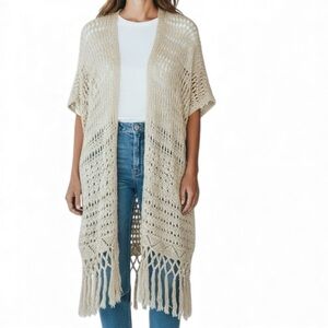 Maurices Open‎ Cream Knit Cardigan with Fringe | XL